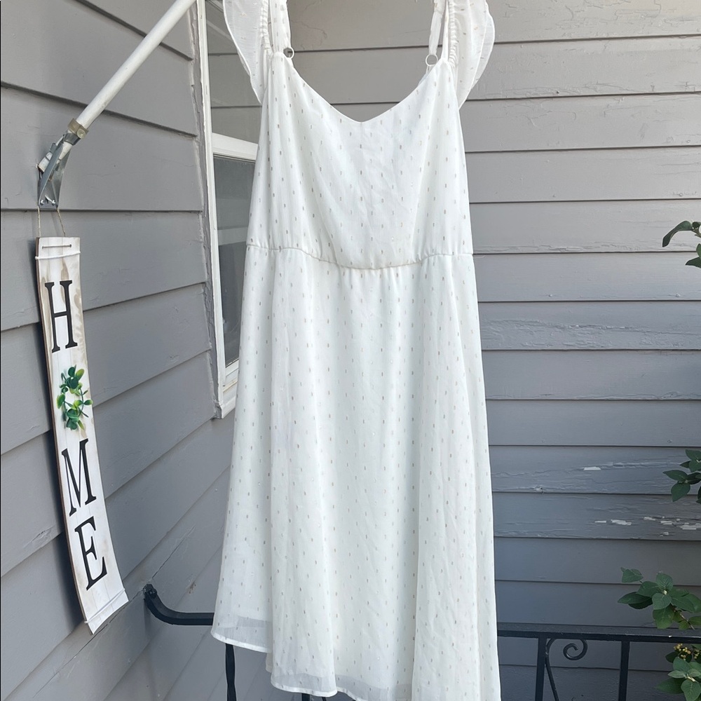 Torrid White Dress with Subtle Dot Pattern